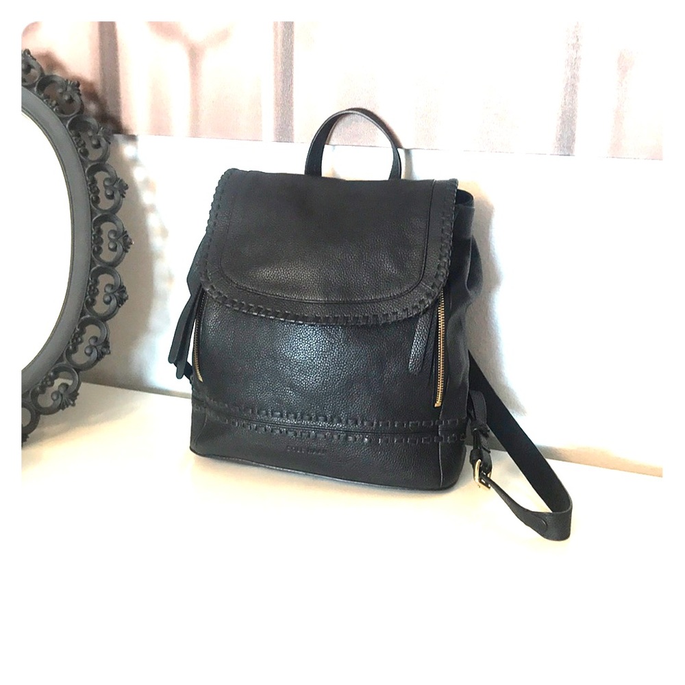 Cole Haan black pebbled leather backpack